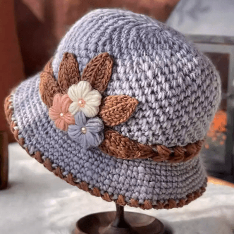 🔥Christmas Sale 55% OFF--French Thickened Women's Floral Knitted Hat