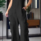 Thin Denim Cargo Pocket V-neck Jumpsuit