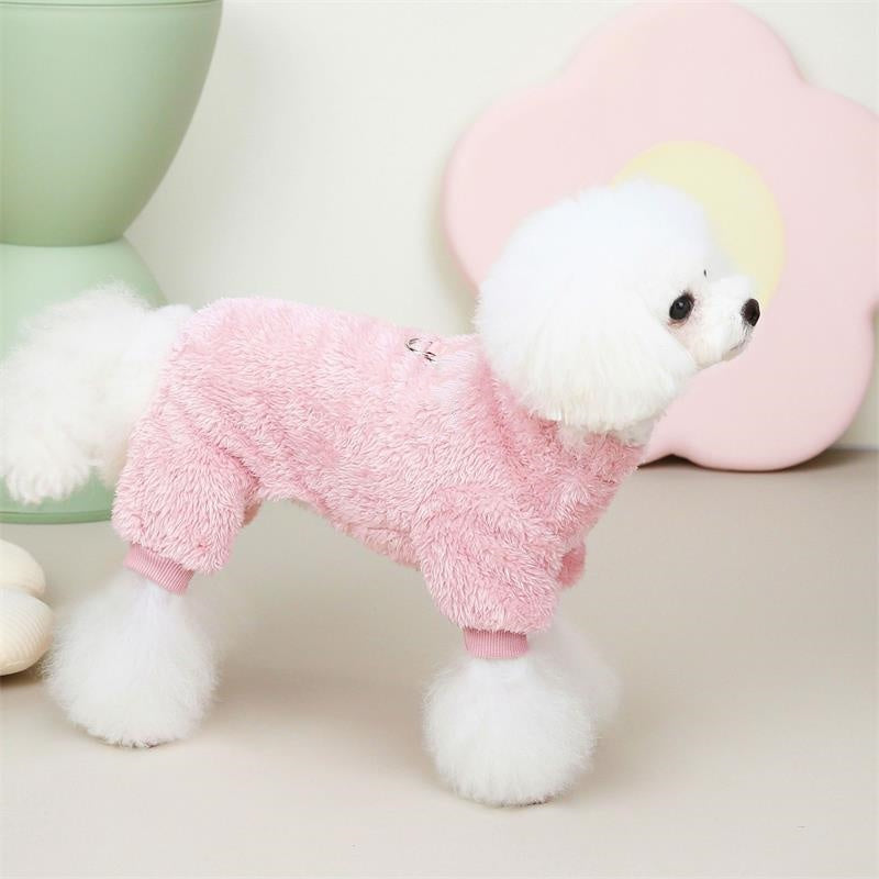 Fleece Pet Elastic Jumpsuit with Pull Ring