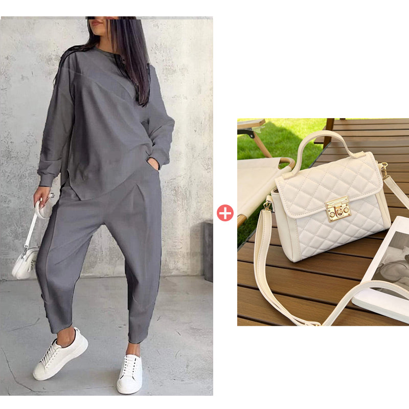 🔥Women's Irregular Hem Top & Casual Pants Set