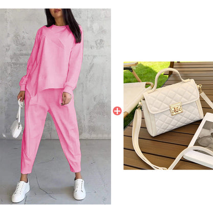 🔥Women's Irregular Hem Top & Casual Pants Set