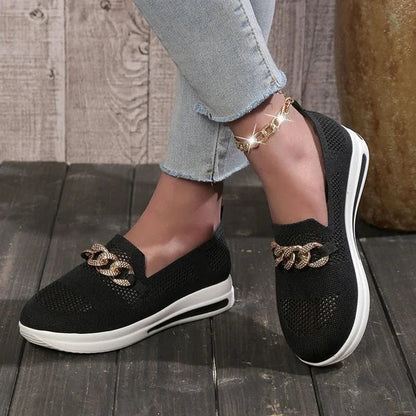 Women's Woven Breathable Casual Wedge Sneakers