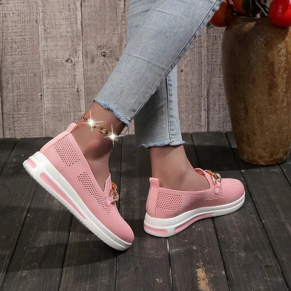 Women's Woven Breathable Casual Wedge Sneakers