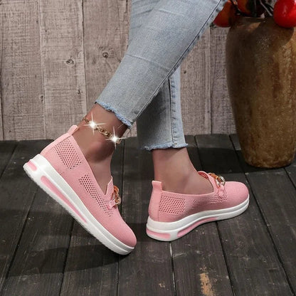 Women's Woven Breathable Casual Wedge Sneakers