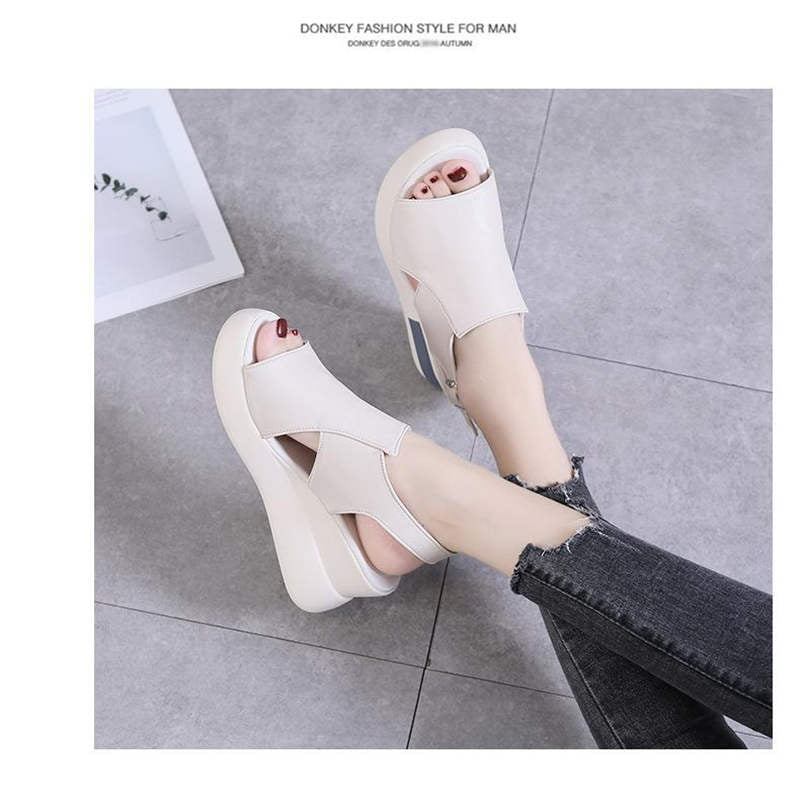 Wedge Shoes for Women Sandals Solid Color Open Toe High Heels