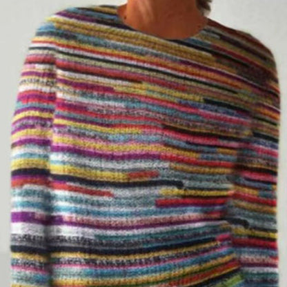 Women’s Colorful Casual Sweater with Romantic Flower Patterns