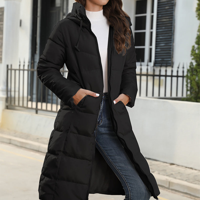 Women's Mid-Length Hooded Cotton Jacket Coat