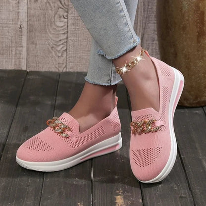 Women's Woven Breathable Casual Wedge Sneakers