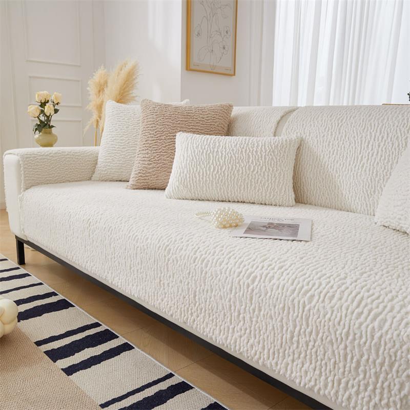 Cream Colour Berber Fleece Anti-Scratch Couch Cover