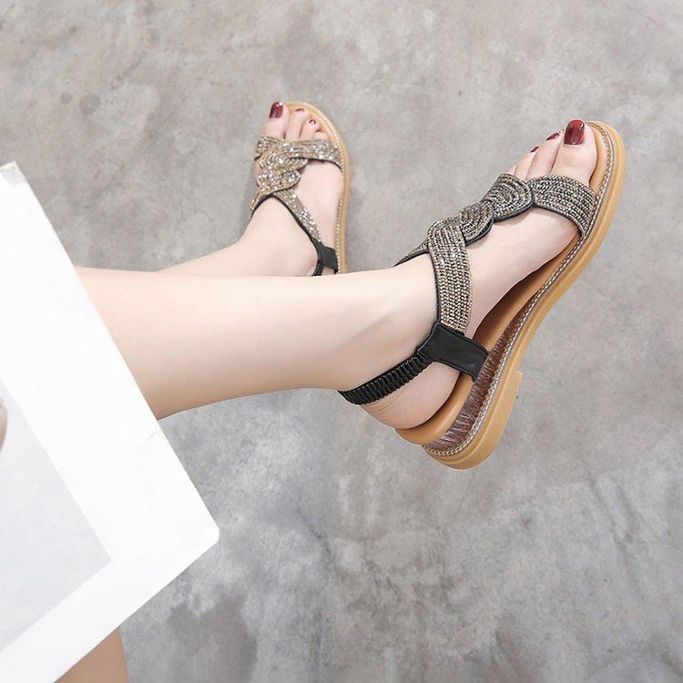 Women’s Anti-skid Soft Sole Rhinestone Wedge Heel Sandals