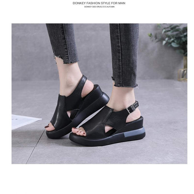 Wedge Shoes for Women Sandals Solid Color Open Toe High Heels