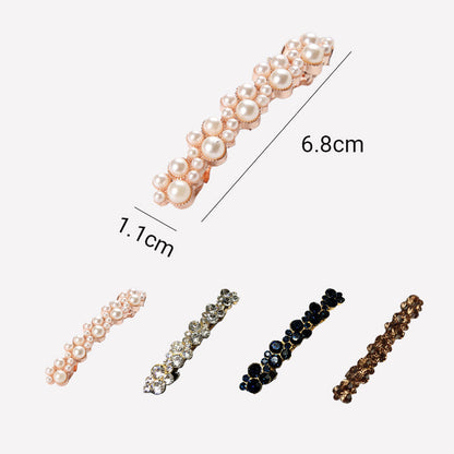 Women's Fashion Artificial Pearl & Clear Rhinestone Hair Clip