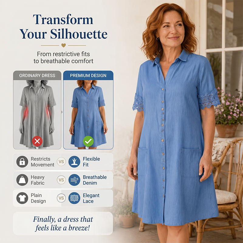 🔥Women's Casual Loose Fit Denim Dress with Pockets
