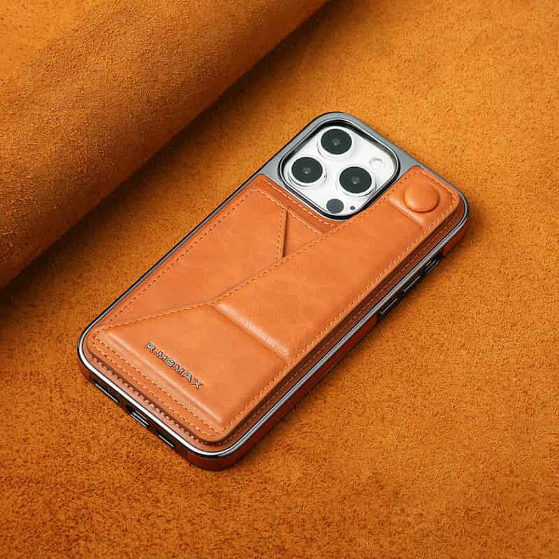 Full-cover Artificial Leather Case with Wristband Stand & Card Slot for iPhone