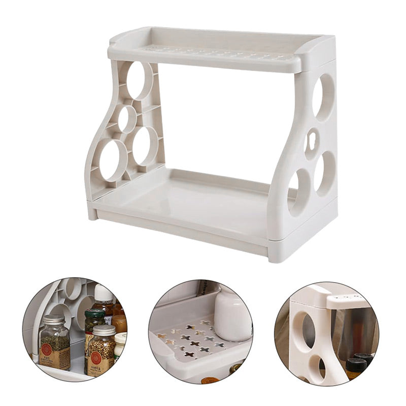 Multi-purpose Double-Layer Kitchen Shelves with Knife Hole