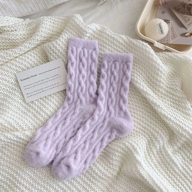 Soft Waxy Macaron Color Thermal Socks for Women - Great Gift