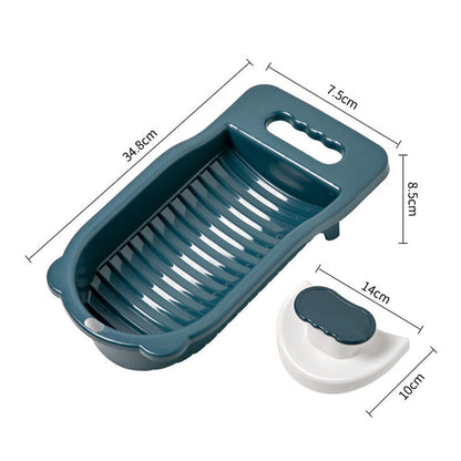 Compact Household Laundry Washboard with a Scrubber