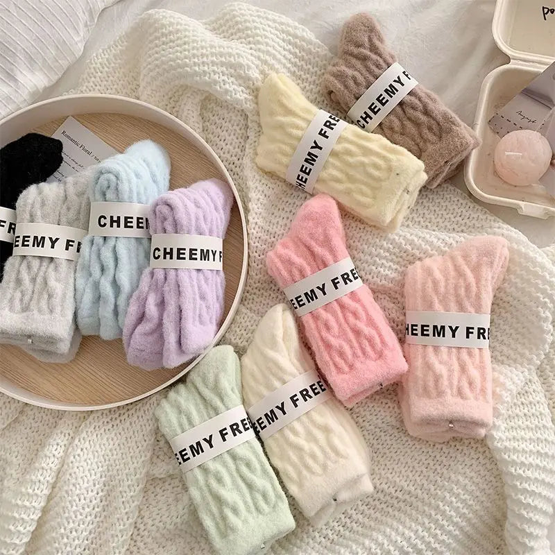 Soft Waxy Macaron Color Thermal Socks for Women - Great Gift