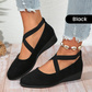 🔥Hot Sale🔥Elegant Solid Color Elastic Strap Low Wedge Shoes