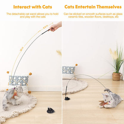 Suction Cup Handheld Cat Feather Toys