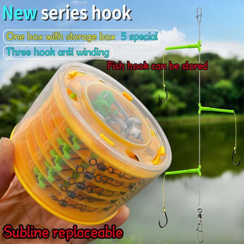 Anti-tangle Tandem Fishing Hooks with Organizer