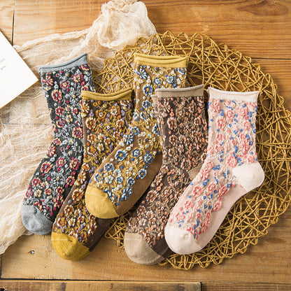 Vintage Embroidered Floral Women Socks