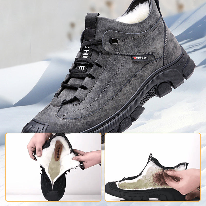 [Winter Gift] Men's Faux Wool Lining Leather Sneaker