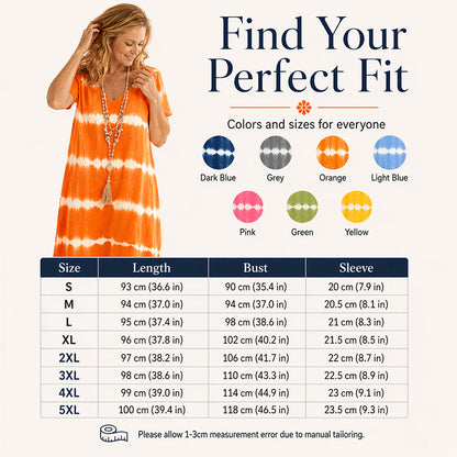 👗Tie-dye Striped Short-sleeved Loose T-shirt Dress