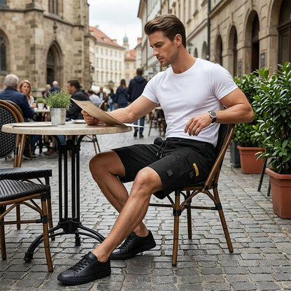🩳 Men's Cargo Shorts with Drawstring – Easy pull-on, multi-pockets. Lightweight & comfy. Perfect for walks or gardening.