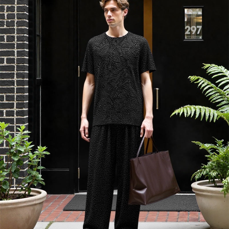 Men’s Short Sleeve Top & Wide Leg Pants 2-Piece Set