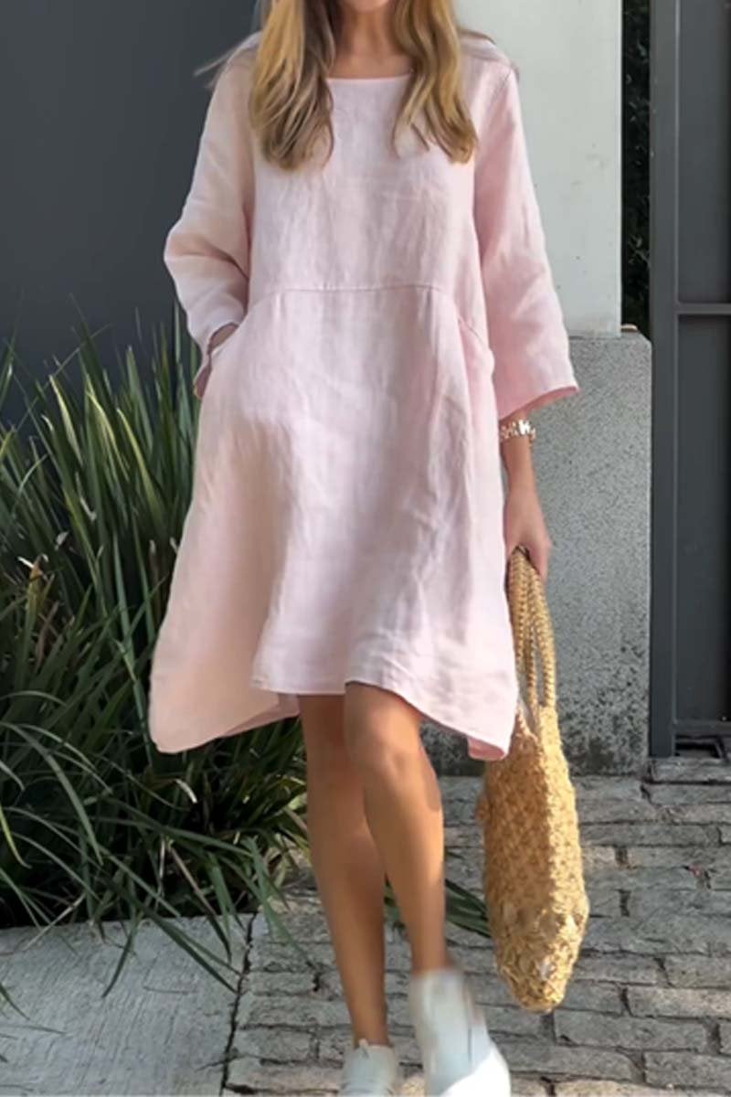 💝Casual Solid Color Cotton Linen Dress