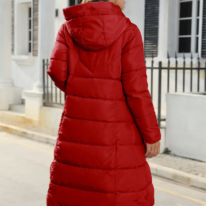 Women's Mid-Length Hooded Cotton Jacket Coat