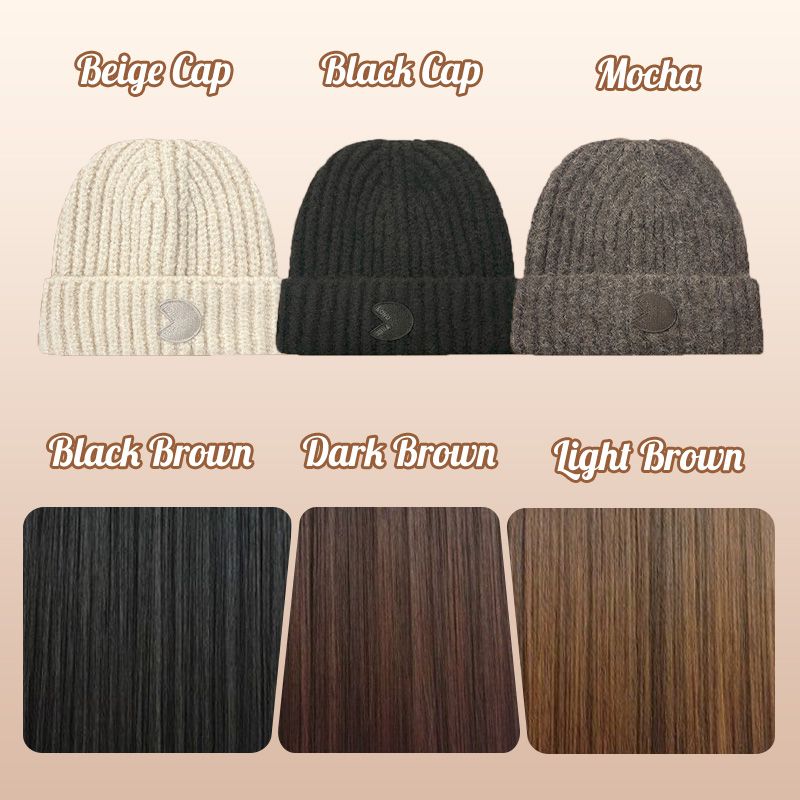 Women’s Knitted Beanie Hat with Hair Extension