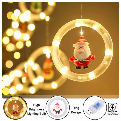 Christmas 3D Curtain String Lights