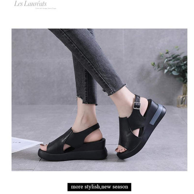 Wedge Shoes for Women Sandals Solid Color Open Toe High Heels