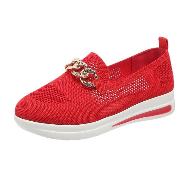 Women's Woven Breathable Casual Wedge Sneakers