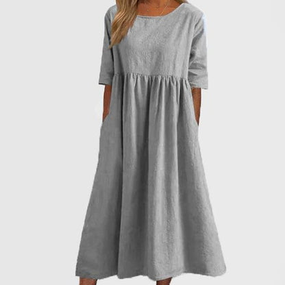 🔥Summer Hot Sale -Round Neck Pocket Halter Cotton Dress
