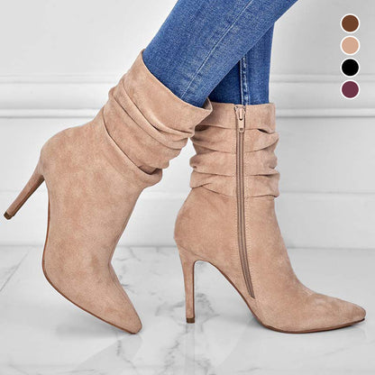 💖Women's Pointed Toe High Heel Short Boots