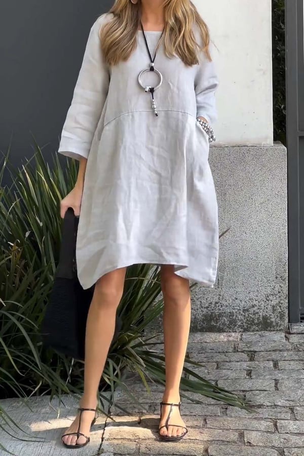 💝Casual Solid Color Cotton Linen Dress