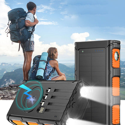 🔥Portable Solar Mobile Power with Built-in Charging Cable