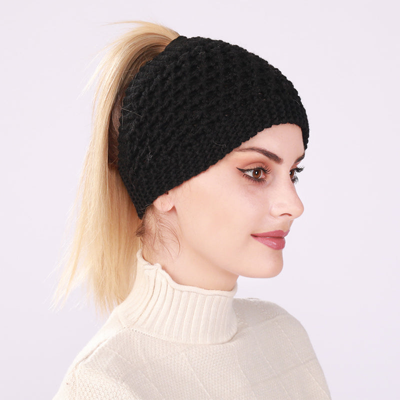 Hollow Out Ponytail Women Beanie