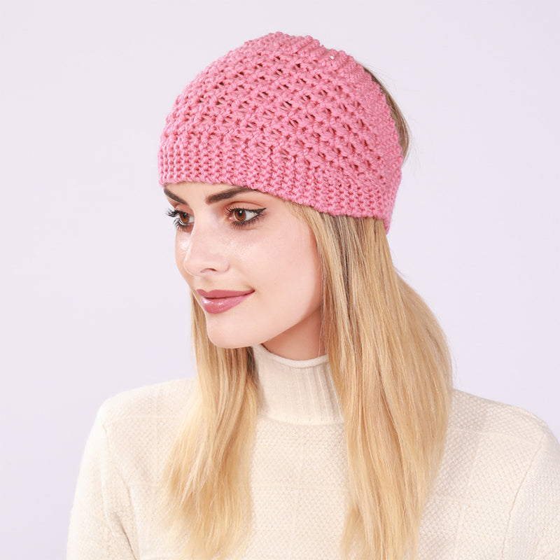 Hollow Out Ponytail Women Beanie