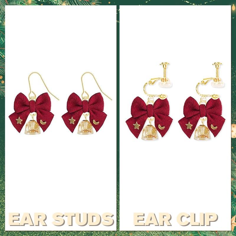 Red Bow Earrings with Bells