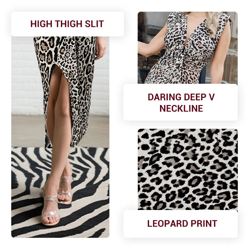 🐆Summer Limited Edition | Sexy Deep V-neck Leopard Print Dress, Full Of Wild Charm💃