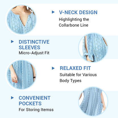 💃Women's Elegant V-Neck Hollow-Out Solid Dress