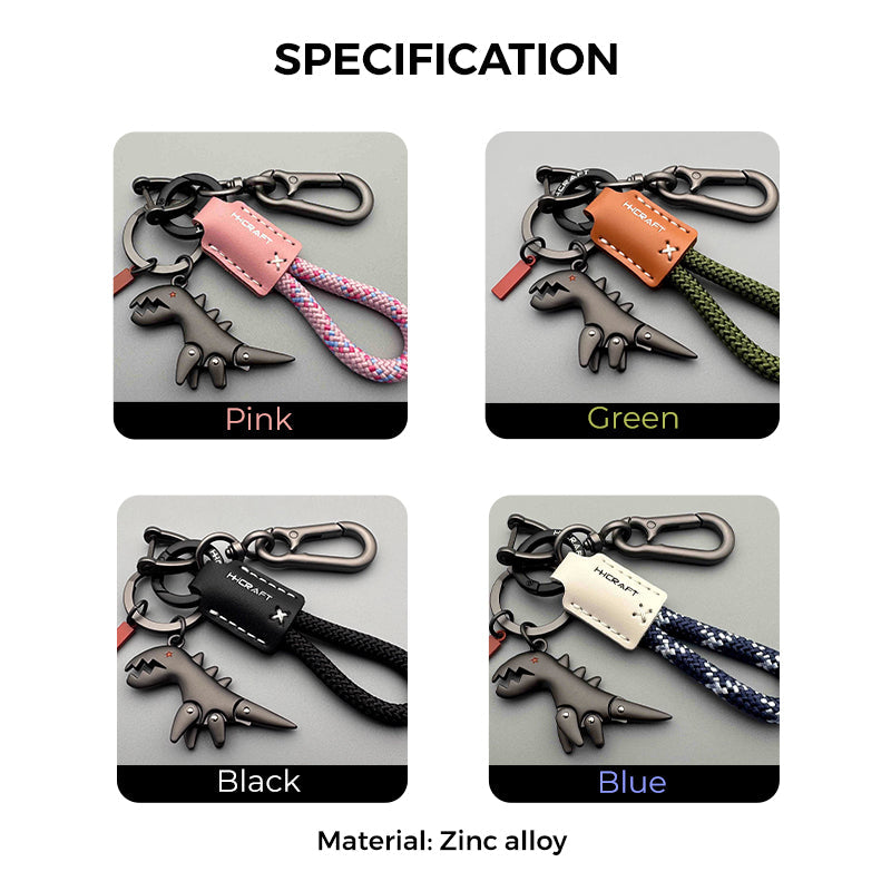 Aluminum Alloy Dinosaur Charm Paired with a Hand-woven Bracelet🔥