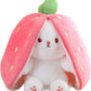 🍓Strawberry Bunny Transformed into Little Rabbit🎀 Fruit Doll Plush Toy🐰