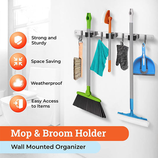 Wall-Mounted Mop and Broom Holder