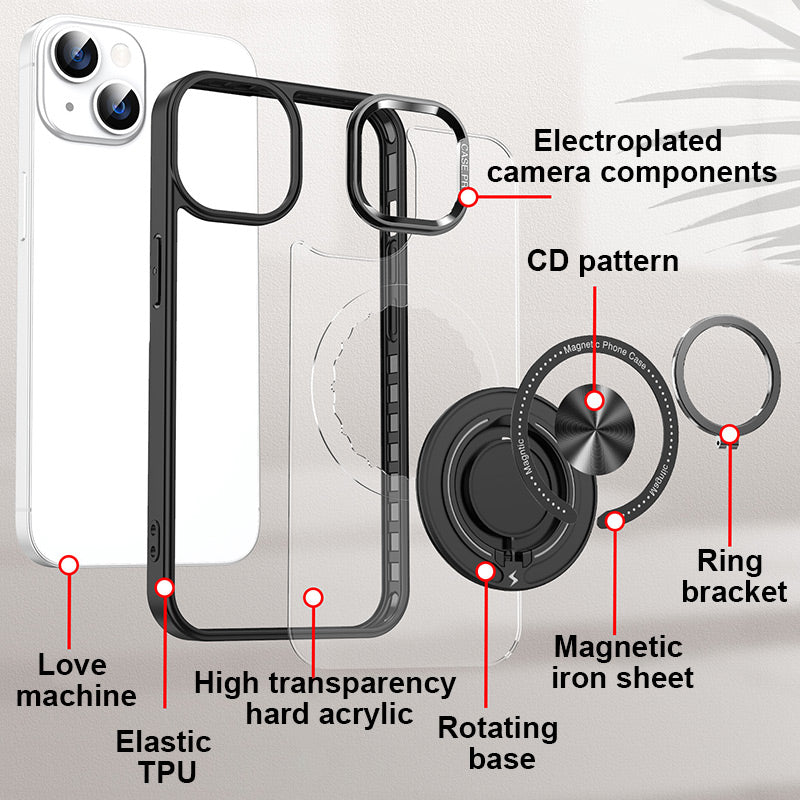 Magnetic Shockproof Phone Case With 360 Rotatable Ring Holder Stand