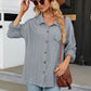 Women's Lapel Knit Long-Sleeve Button Down Top